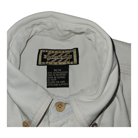 Vintage J.Riggings Hunting Horn Button Down Shirt Medium Men's White Embroidered - Picture 2 of 10